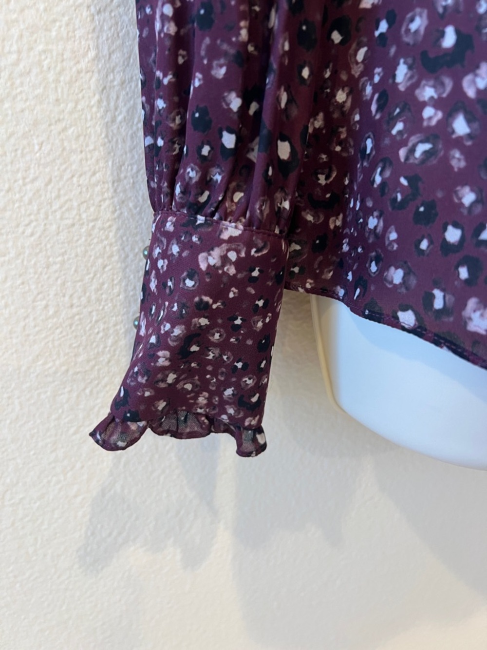 Parker Plum Floral Ruffle V-Neck Blouse - Picture 2 of 6